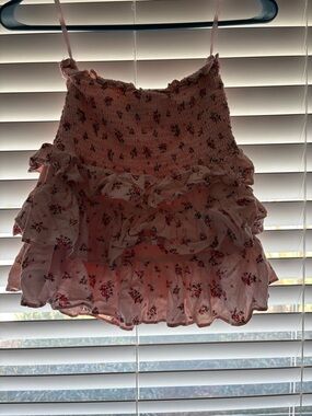 Cotton Candy Pink Floral Ruffle Mini Skirt